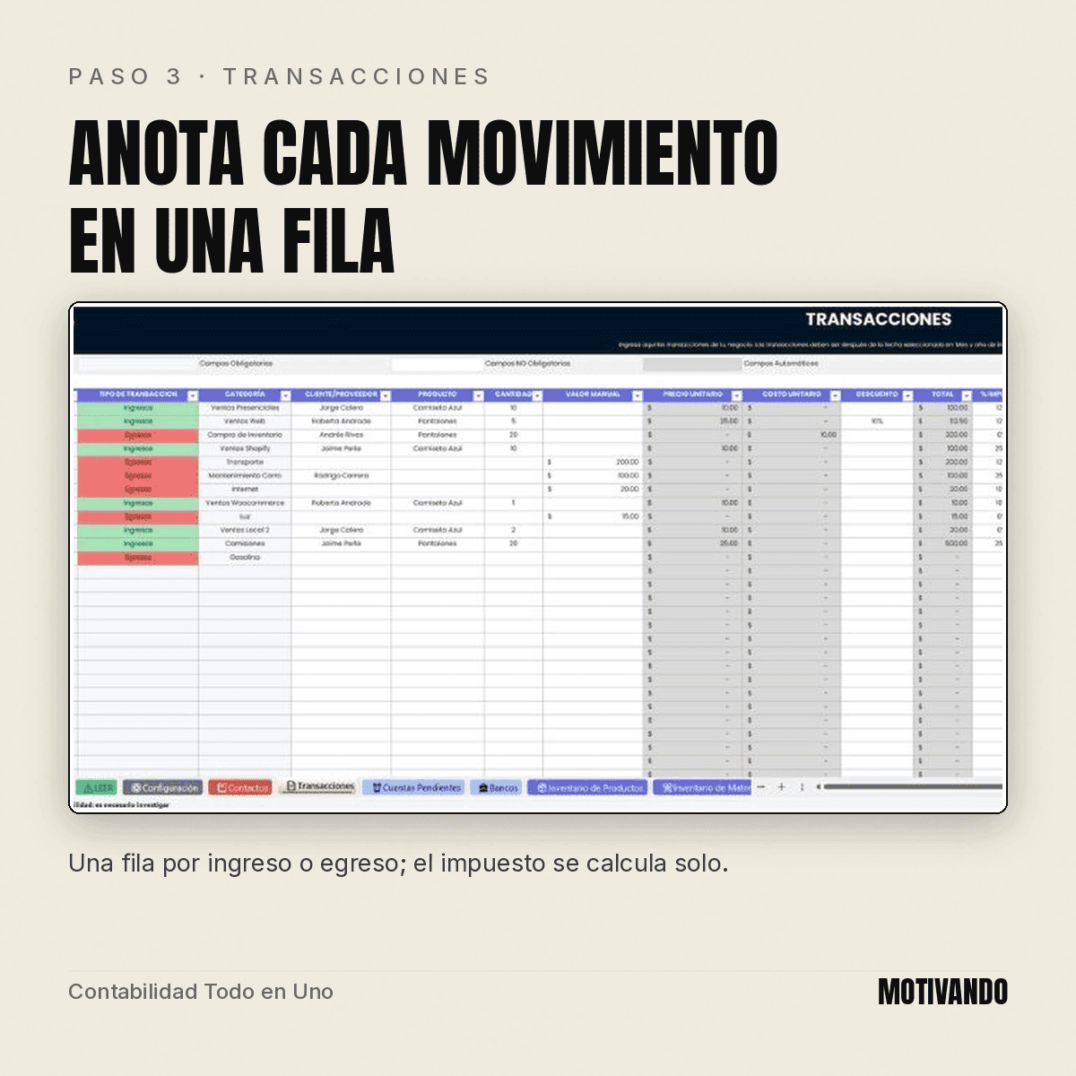 contabilidad en excel – paso 3