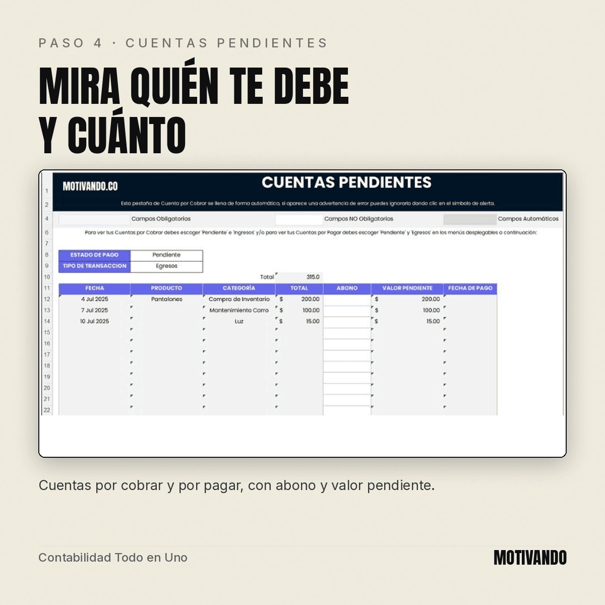 contabilidad en excel – paso 4