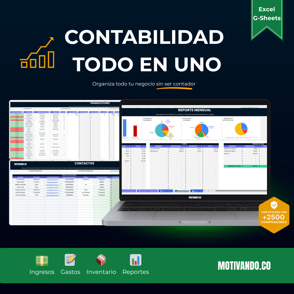 Plantilla de Contabilidad para Excel y Google Sheets | 100% Automatizada