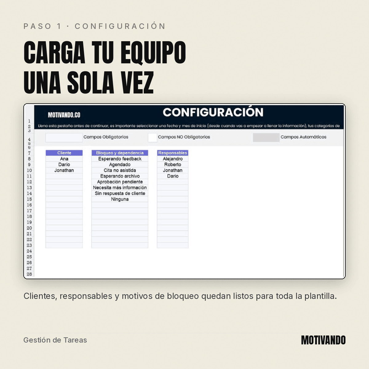 lista de tareas excel – paso 1
