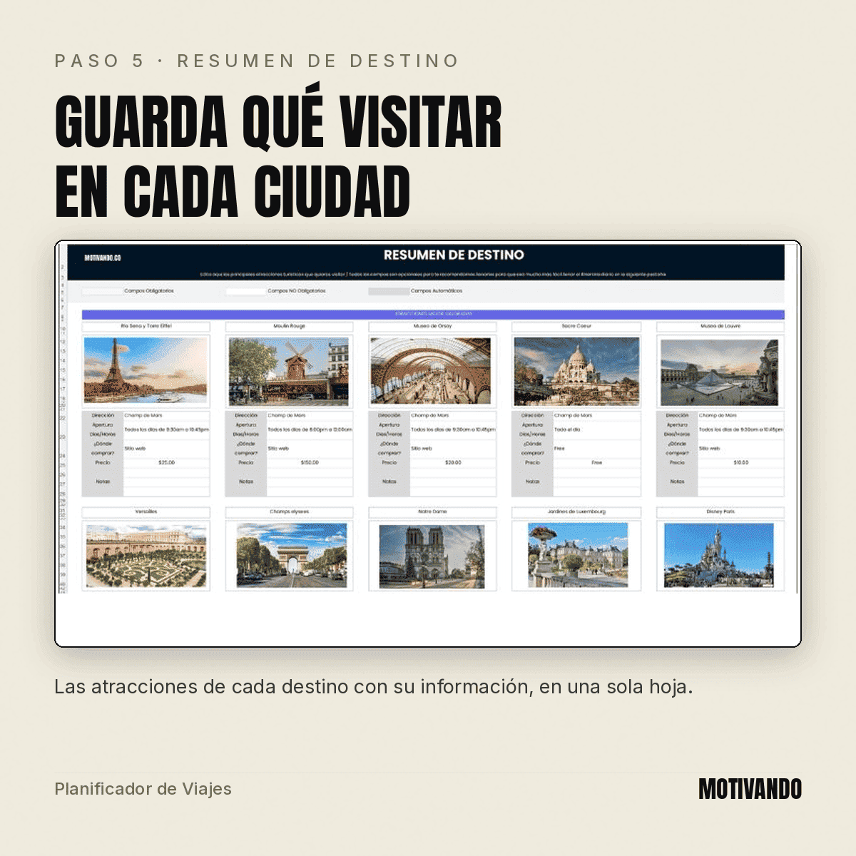 planificador de viajes excel – paso 5