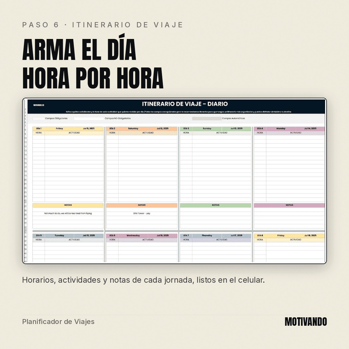 planificador de viajes excel – paso 6