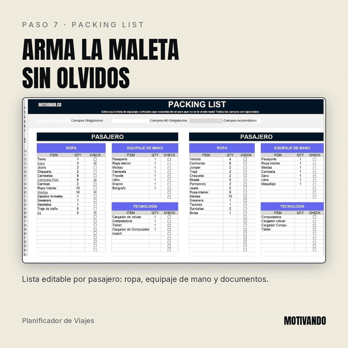 planificador de viajes excel – paso 7