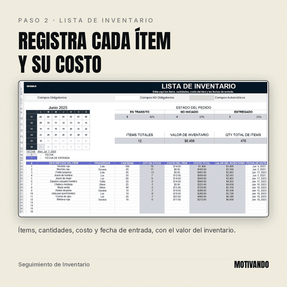 control de inventario excel – paso 2