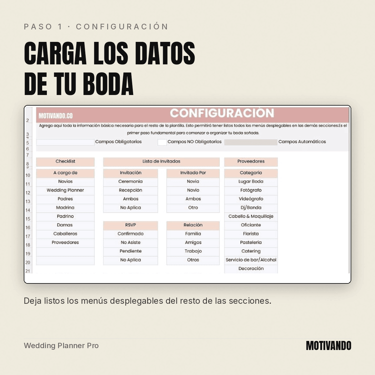 wedding planner excel – paso 1