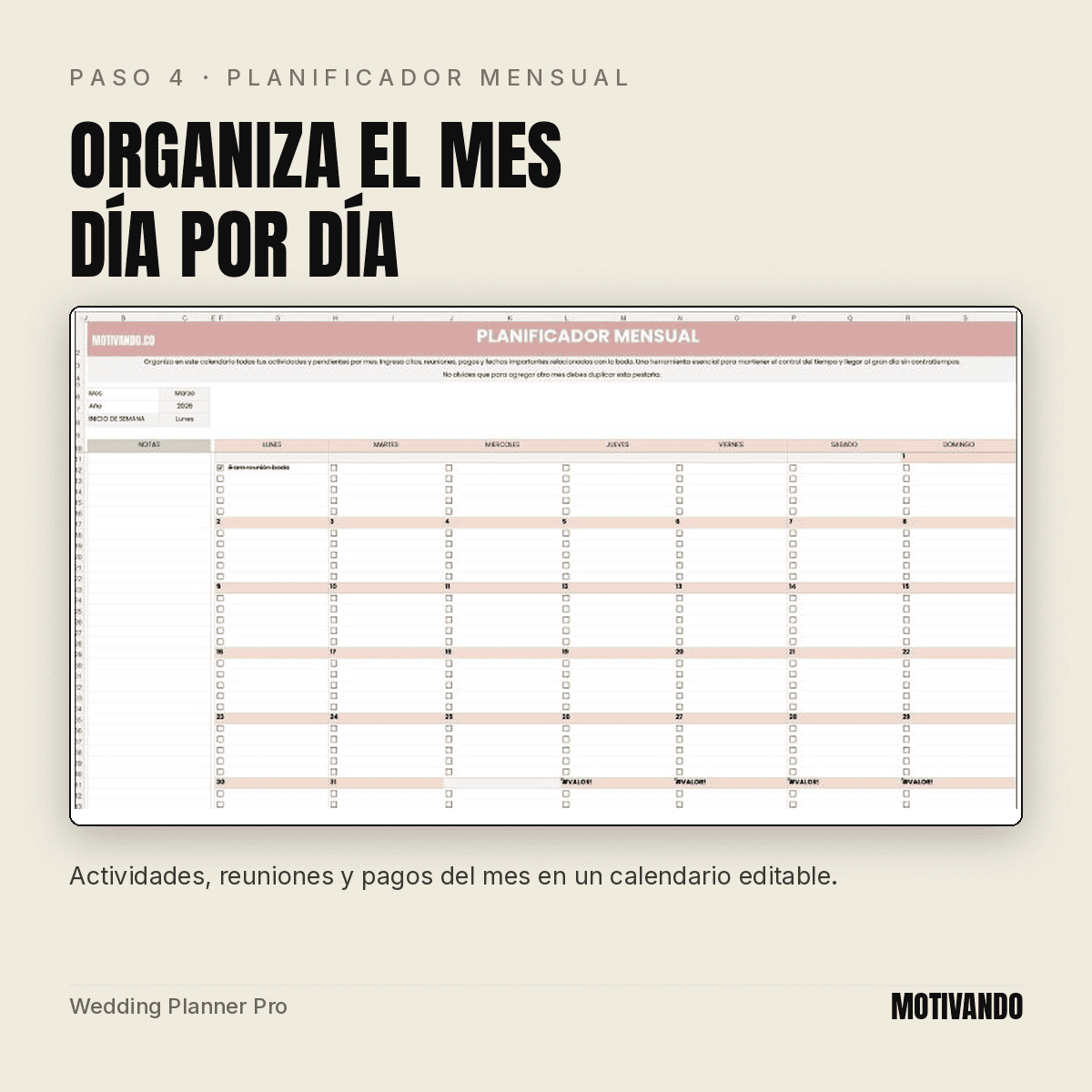 wedding planner excel – paso 4