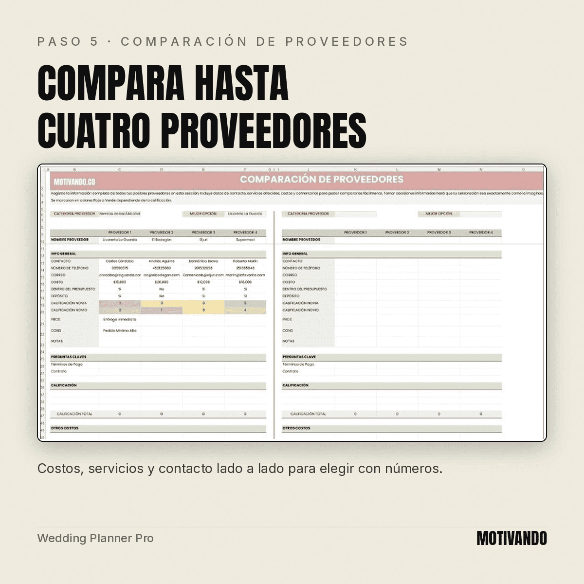 wedding planner excel – paso 5