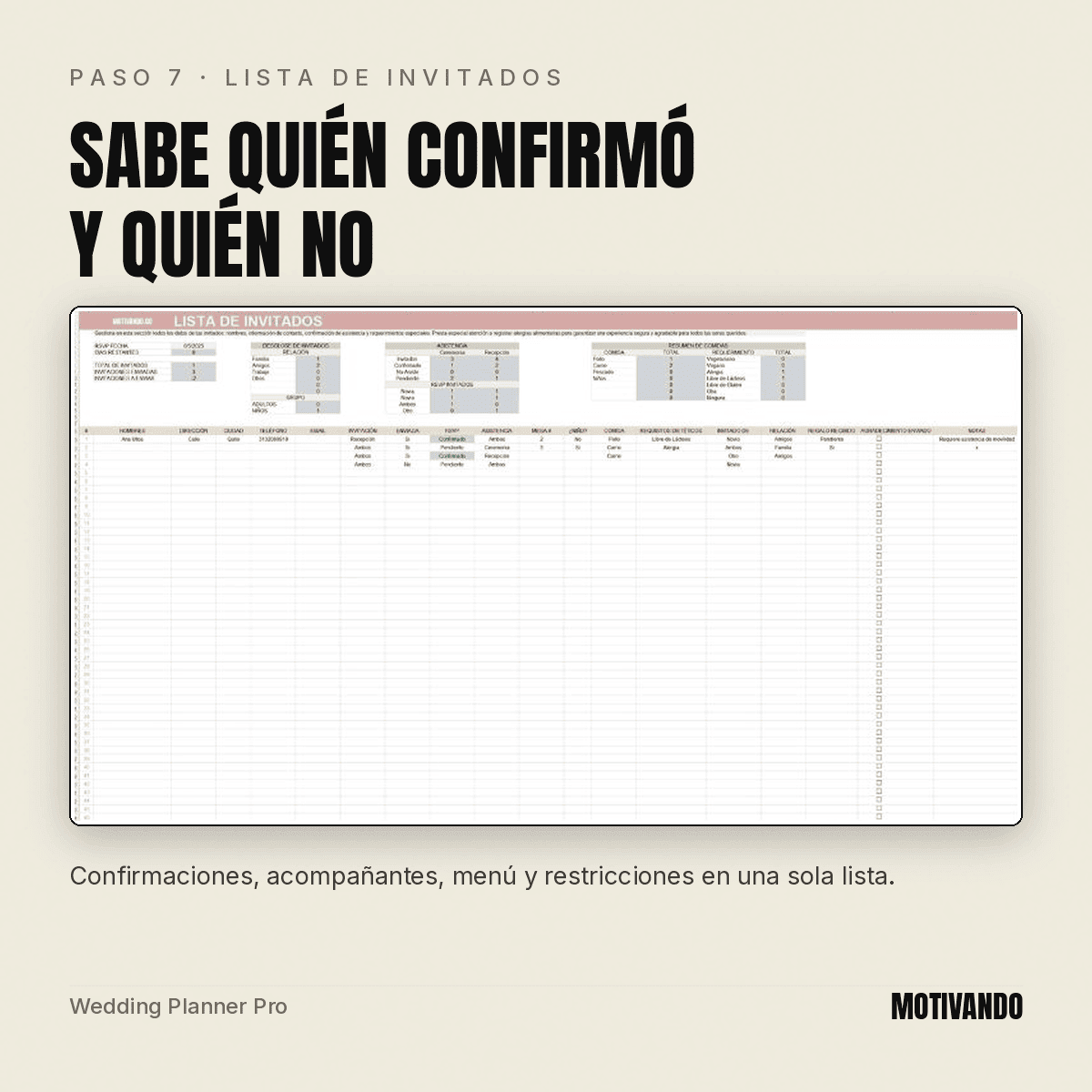 wedding planner excel – paso 7