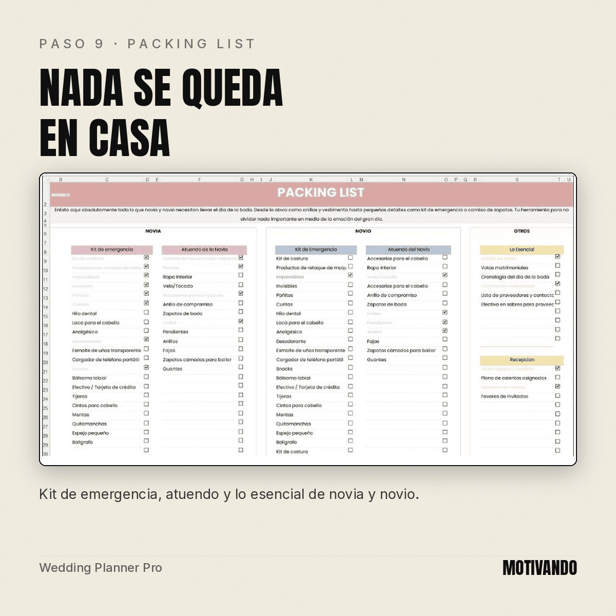 wedding planner excel – paso 9
