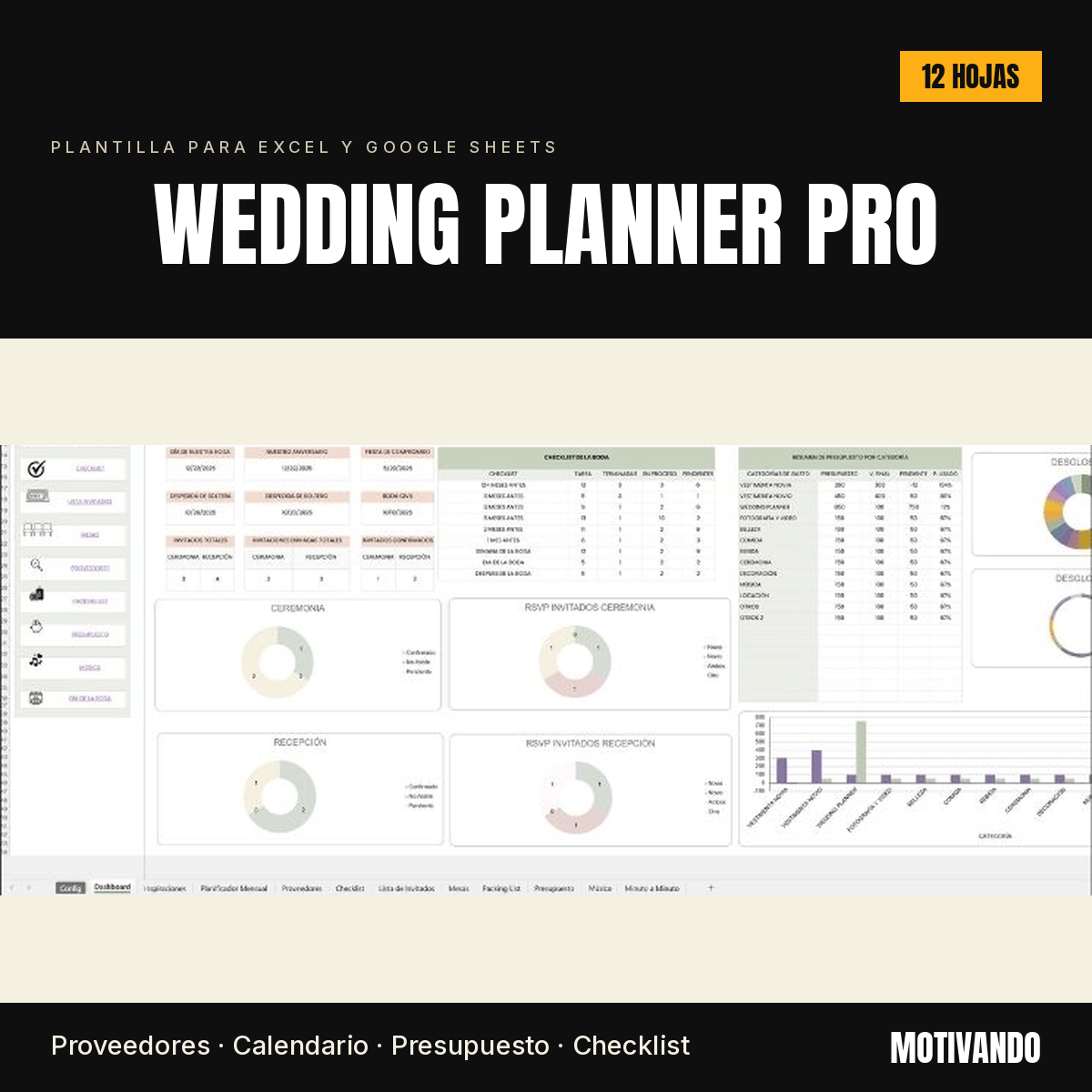 Wedding Planner Pro | Plantilla para Excel y Google Sheets