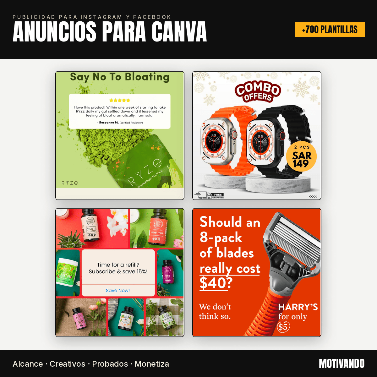 Plantillas de Anuncios para Canva | Publicidad para Instagram y Facebook