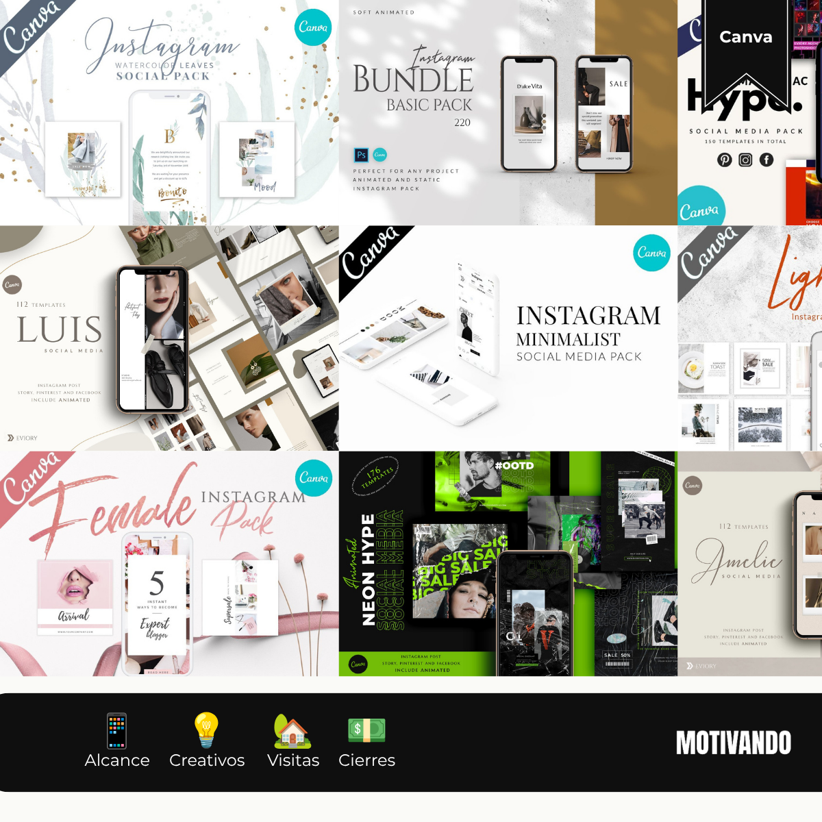 Plantillas de historias para Instagram y Facebook en Canva