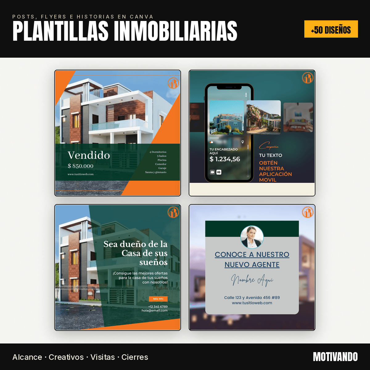 Plantillas Inmobiliarias para Canva | +50 Diseños Profesionales para Vender Propiedades en Redes Sociales