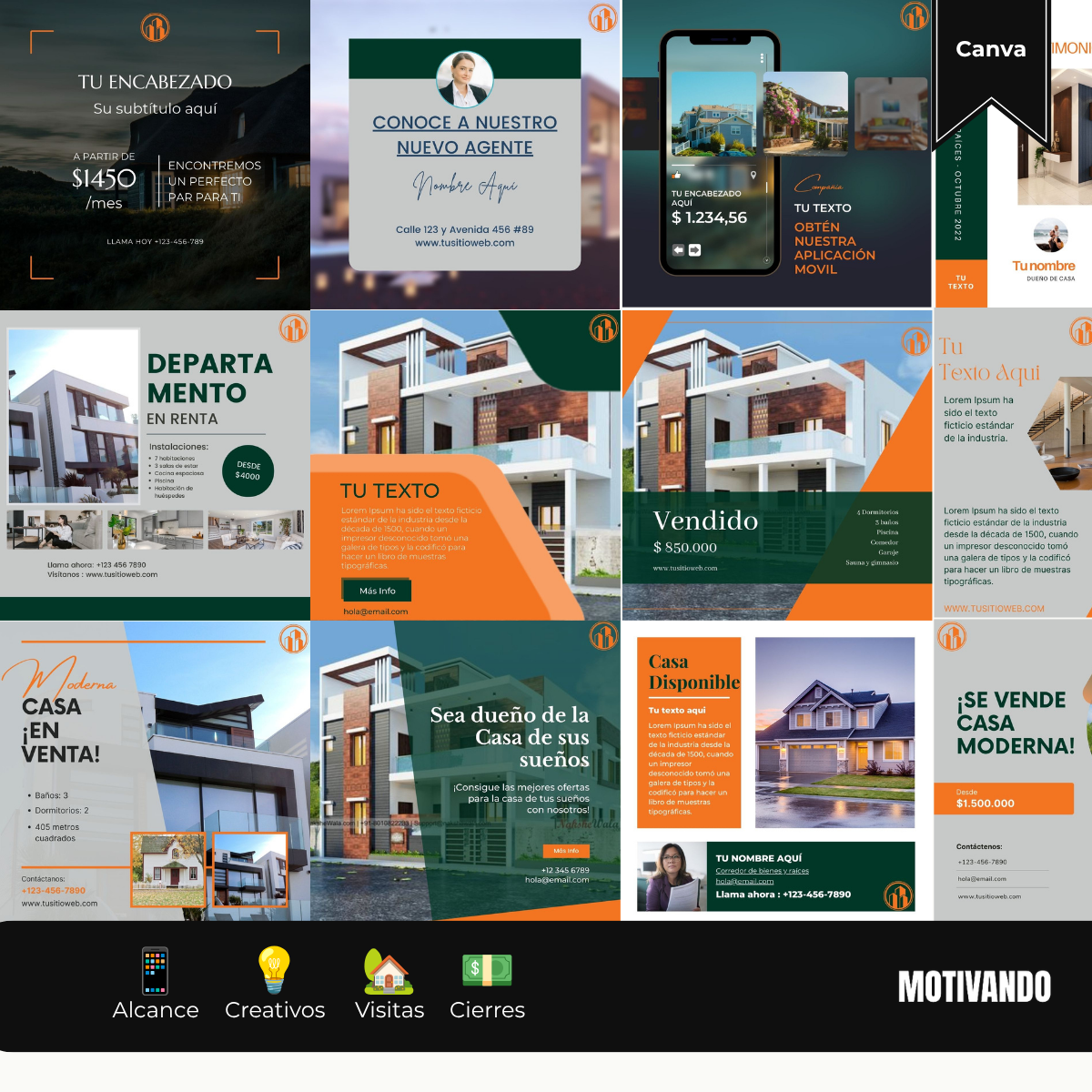 Plantilla de flyer inmobiliario en Canva para promocionar propiedades
