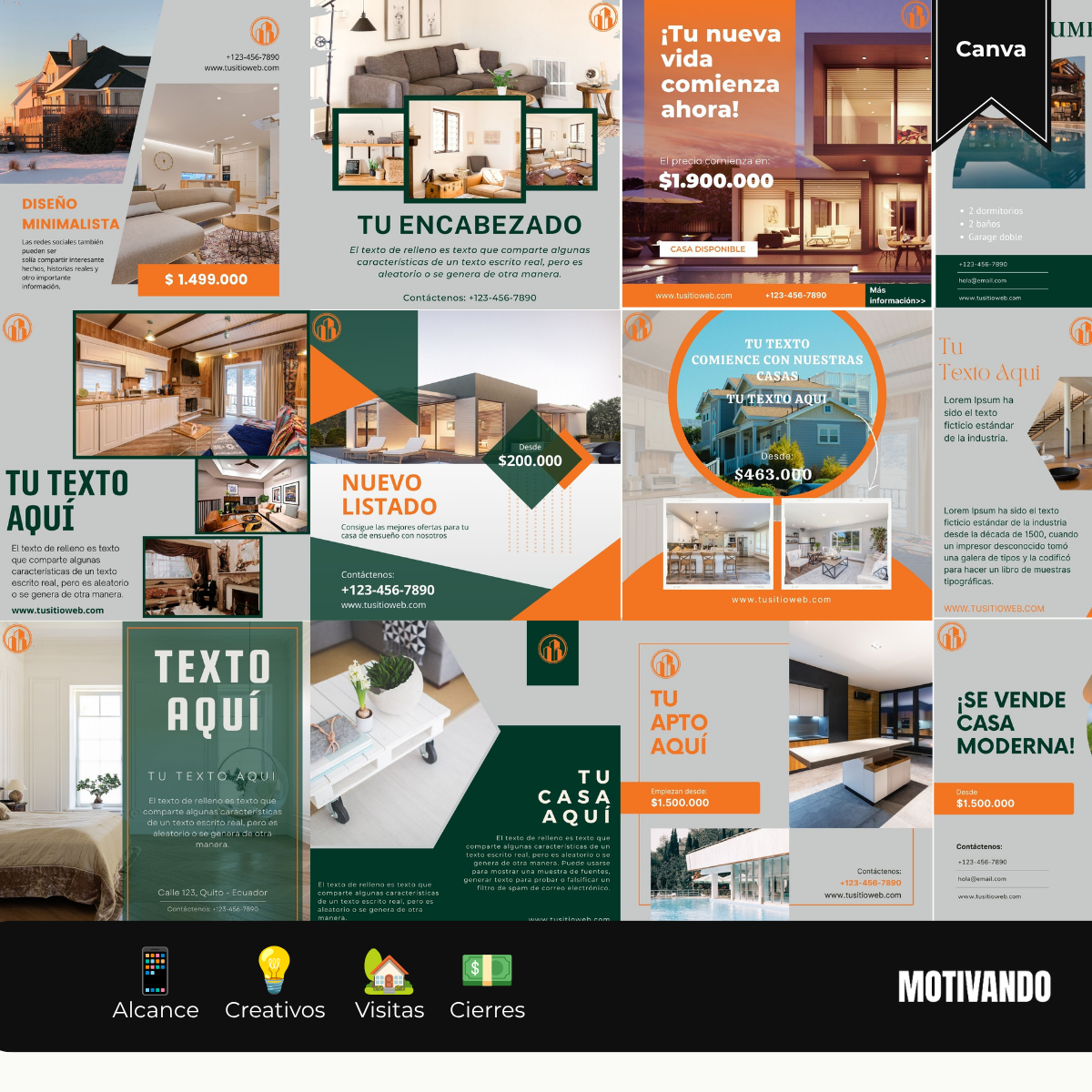 Post para vender casas y bienes raíces en redes sociales – plantilla de Canva