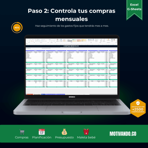Presupuesto Para Bebé | Plantilla para Excel y Google Sheets | Control Visual de Gastos, Compras y Checklist de Hospital