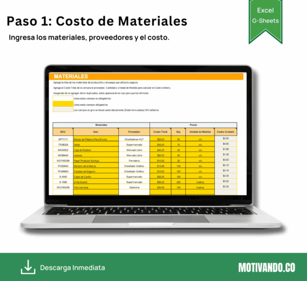Calculadora de Precios | Plantilla para Excel y Google Sheets | Fija Precios Rentables con Costo y Ganancia Automatizados