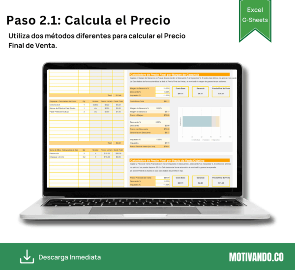 Calculadora de Precios | Plantilla para Excel y Google Sheets | Fija Precios Rentables con Costo y Ganancia Automatizados