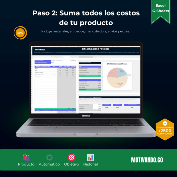Calculadora de Precios | Plantilla para Excel y Google Sheets | Fija Precios Rentables con Costo y Ganancia Automatizados