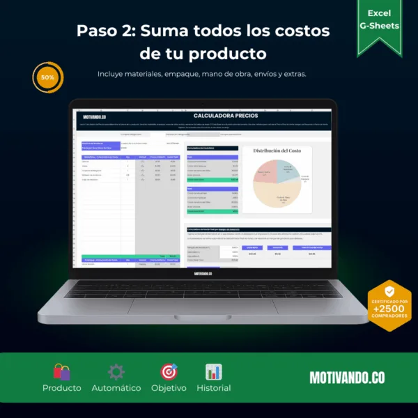 Paso 2_ Calculadora de Precios Calculadora de Precios | Plantilla para Excel y Google Sheets