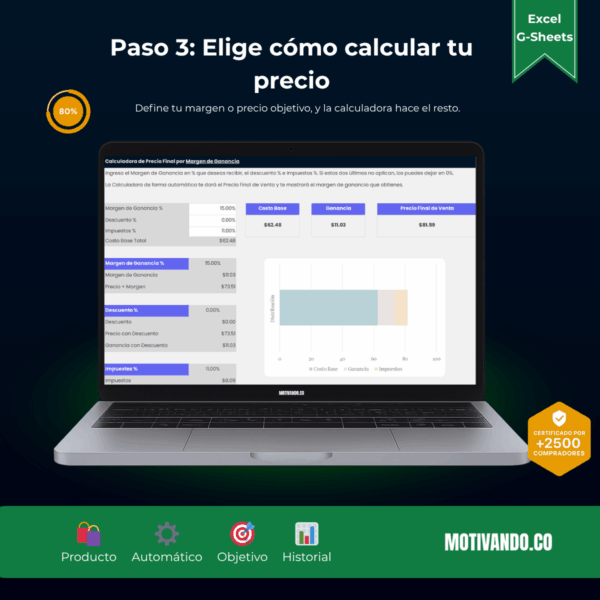 Calculadora de Precios | Plantilla para Excel y Google Sheets | Fija Precios Rentables con Costo y Ganancia Automatizados