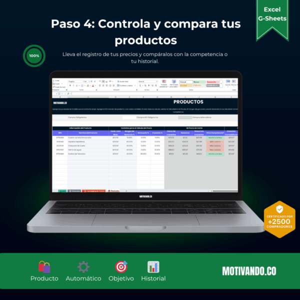 Calculadora de Precios | Plantilla para Excel y Google Sheets | Fija Precios Rentables con Costo y Ganancia Automatizados