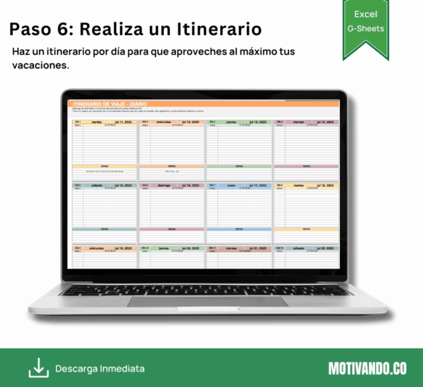 Planificador de Viajes | Plantilla para Excel y Google Sheets | Organiza Itinerarios, Presupuesto y Checklist en un Solo Lugar