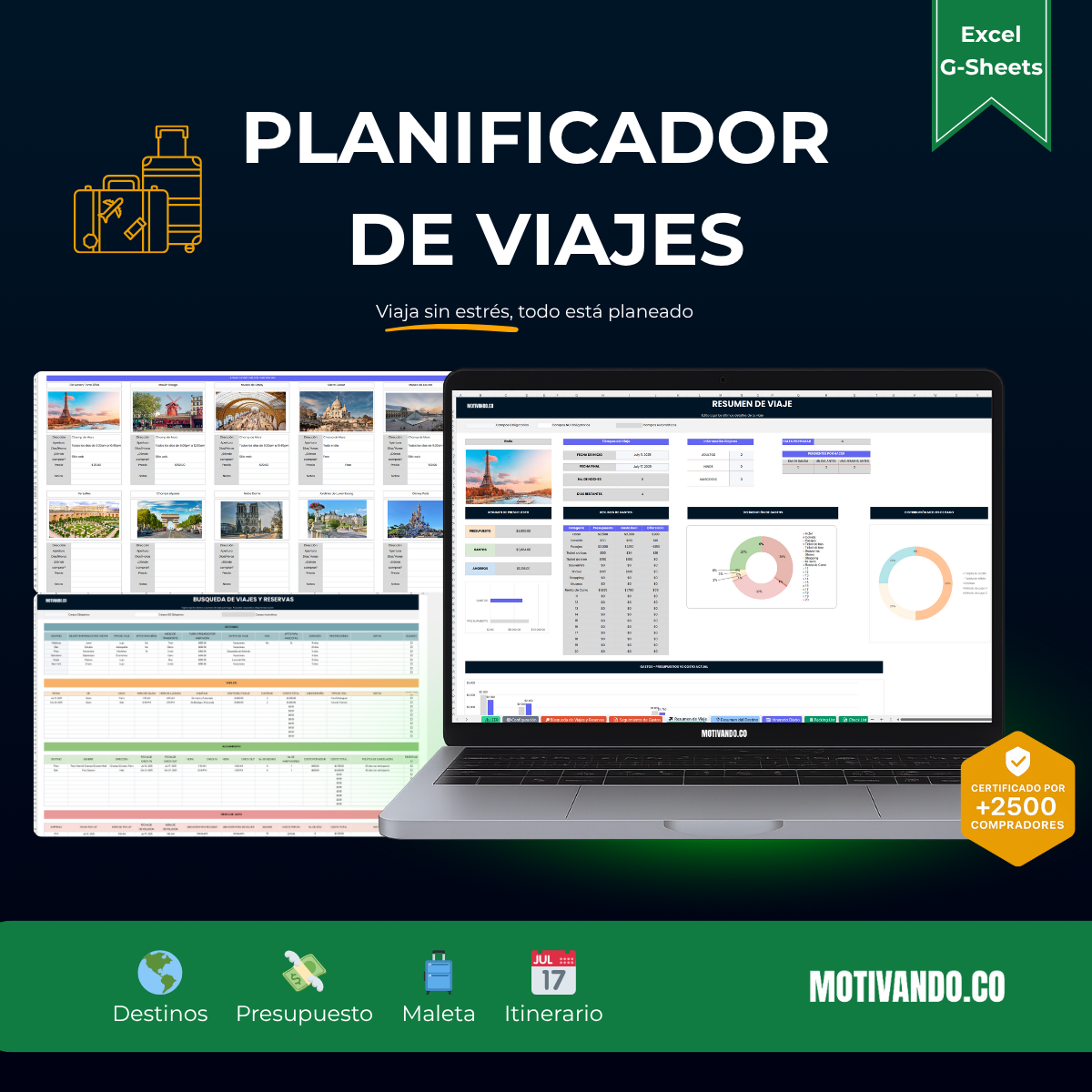 Plantilla Planificador de Viajes Excel y Google Sheets