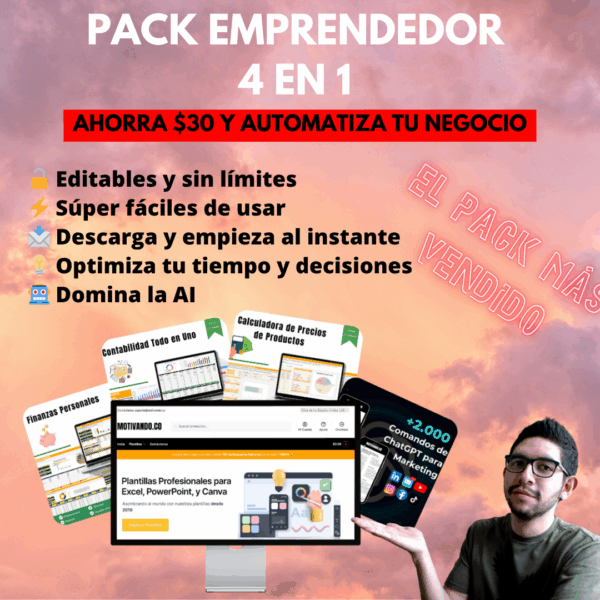 Portada Pack Emprendedor Plantillas Excel ChatGPT