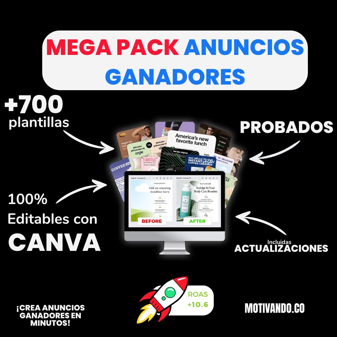 MEGA Pack +700 Anuncios Ganadores para Canva