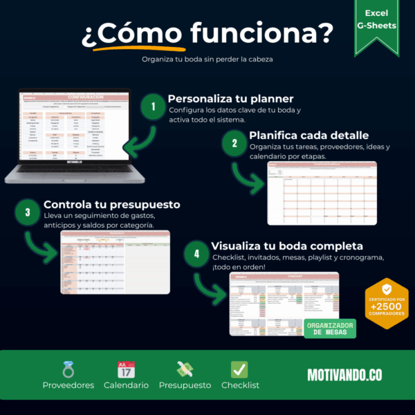 Wedding Planner Pro | Plantilla para Excel y Google Sheets | Organizador de Bodas con Presupuesto, Invitados y Cronograma