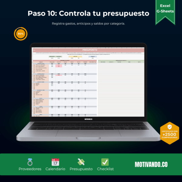 Wedding Planner Pro | Plantilla para Excel y Google Sheets | Organizador de Bodas con Presupuesto, Invitados y Cronograma