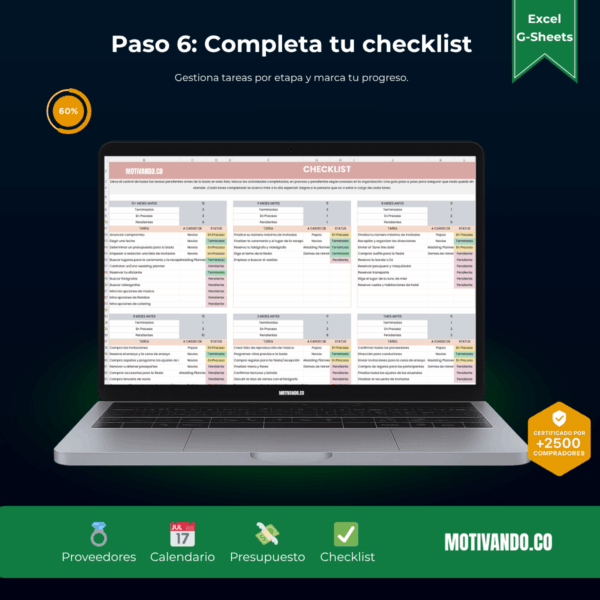 Wedding Planner Pro | Plantilla para Excel y Google Sheets | Organizador de Bodas con Presupuesto, Invitados y Cronograma