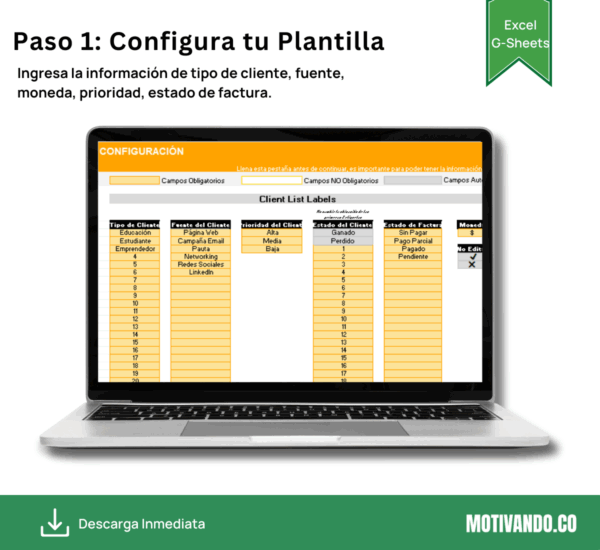 Configurar Excel Seguimiento de Clientes