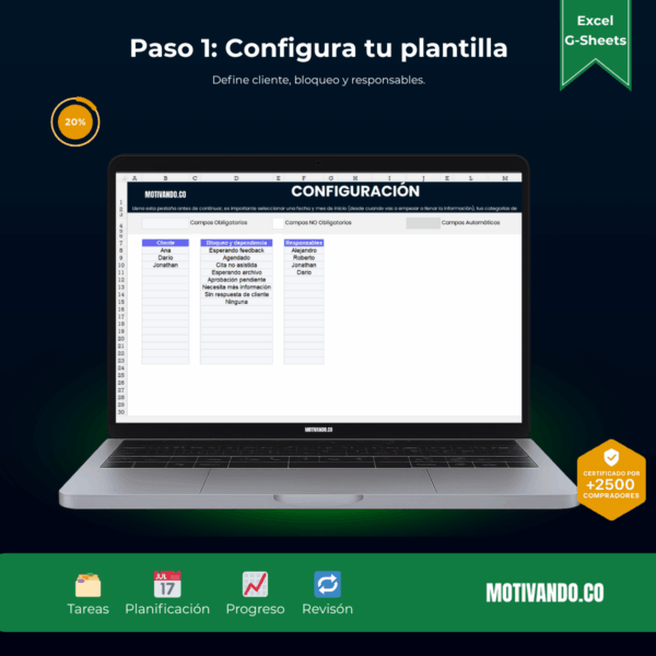 Gestión de Tareas | Plantilla para Excel y Google Sheets | Visual y Automatizada