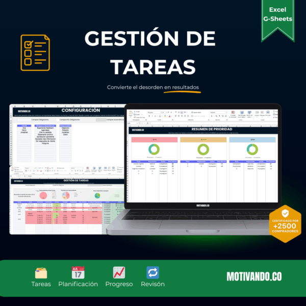Plantilla gestión de tareas Excel automatizada para equipos